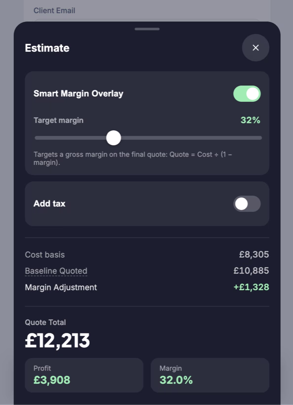 QuotePro — Smart Margin Overlay
