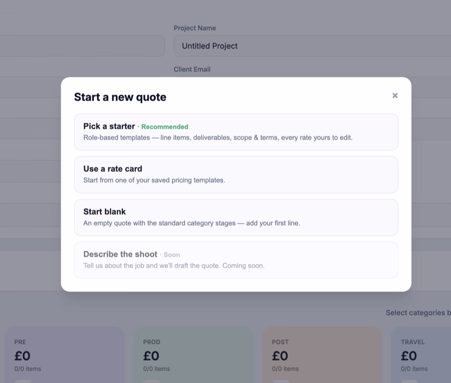 QuotePro — starter picker